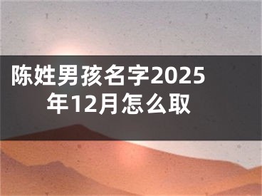 陈姓男孩名字2025年12月怎么取