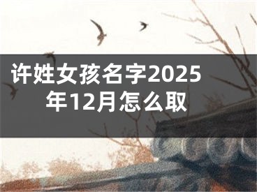 许姓女孩名字2025年12月怎么取
