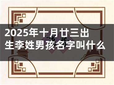 2025年十月廿三出生李姓男孩名字叫什么