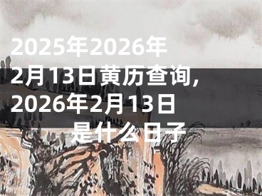 2025年2026年2月13日黄历查询,2026年2月13日是什么日子