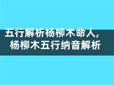 五行解析杨柳木命人,杨柳木五行纳音解析