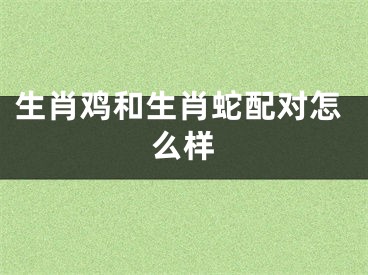 生肖鸡和生肖蛇配对怎么样