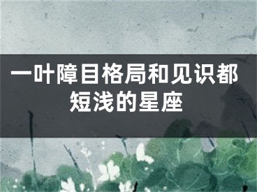 一叶障目格局和见识都短浅的星座
