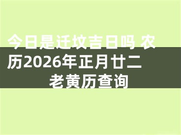 今日是迁坟吉日吗 农历2026年正月廿二老黄历查询