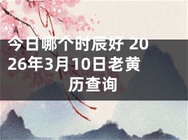 今日哪个时辰好 2026年3月10日老黄历查询
