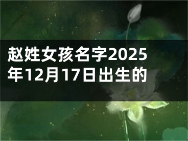 赵姓女孩名字2025年12月17日出生的