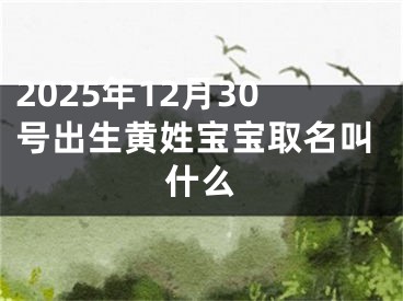 2025年12月30号出生黄姓宝宝取名叫什么