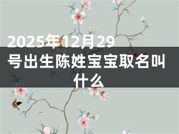 2025年12月29号出生陈姓宝宝取名叫什么