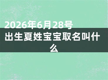 2026年6月28号出生夏姓宝宝取名叫什么