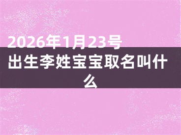 2026年1月23号出生李姓宝宝取名叫什么