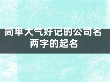 简单大气好记的公司名两字的起名