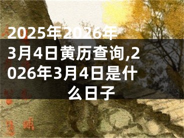 2025年2026年3月4日黄历查询,2026年3月4日是什么日子