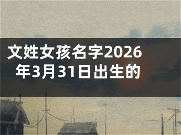 文姓女孩名字2026年3月31日出生的