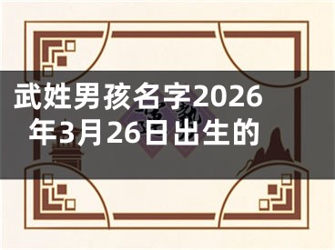 武姓男孩名字2026年3月26日出生的