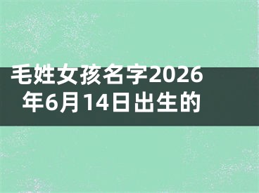 毛姓女孩名字2026年6月14日出生的