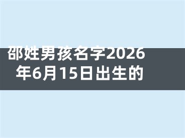 邵姓男孩名字2026年6月15日出生的