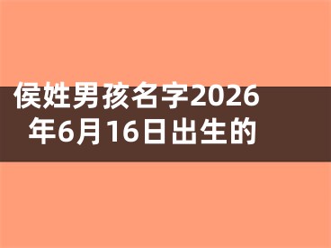 侯姓男孩名字2026年6月16日出生的