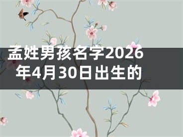 孟姓男孩名字2026年4月30日出生的