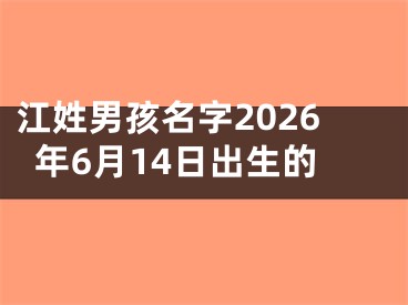 江姓男孩名字2026年6月14日出生的