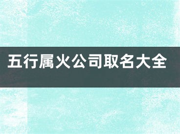 五行属火公司取名大全