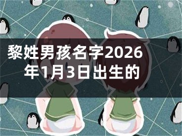 黎姓男孩名字2026年1月3日出生的