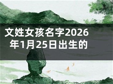 文姓女孩名字2026年1月25日出生的