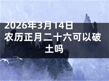 2026年3月14日农历正月二十六可以破土吗