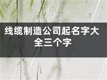 线缆制造公司起名字大全三个字