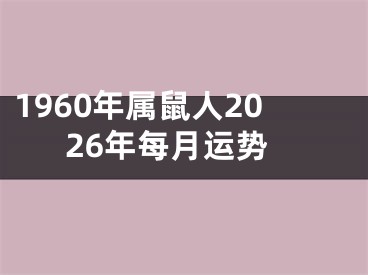1960年属鼠人2026年每月运势