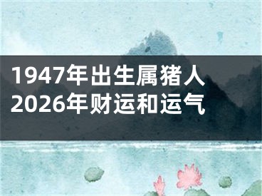 1947年出生属猪人2026年财运和运气
