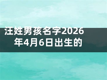 汪姓男孩名字2026年4月6日出生的