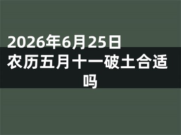 2026年6月25日农历五月十一破土合适吗