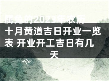 属兔的2023年农历十月黄道吉日开业一览表 开业开工吉日有几天