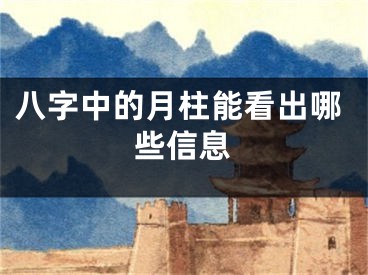 八字中的月柱能看出哪些信息