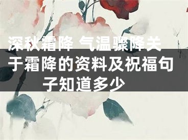 深秋霜降 气温骤降关于霜降的资料及祝福句子知道多少 