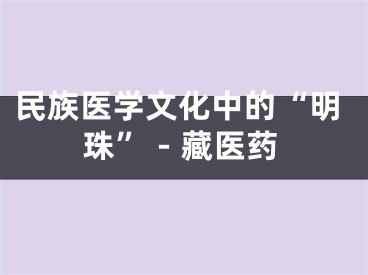 民族医学文化中的“明珠”－藏医药