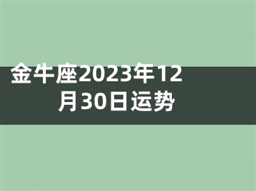 金牛座2023年12月30日运势