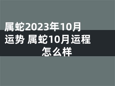 属蛇2023年10月运势 属蛇10月运程怎么样