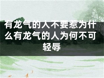 有龙气的人不要惹为什么有龙气的人为何不可轻辱
