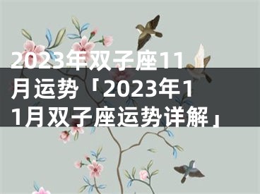 2023年双子座11月运势「2023年11月双子座运势详解」