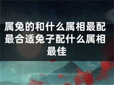 属兔的和什么属相最配最合适兔子配什么属相最佳