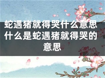 蛇遇猪就得哭什么意思什么是蛇遇猪就得哭的意思