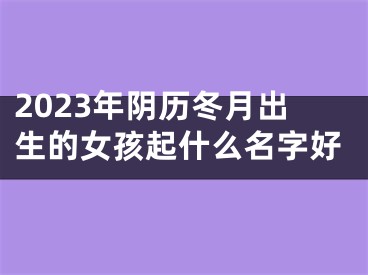 2023年阴历冬月出生的女孩起什么名字好