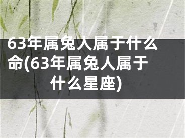 63年属兔人属于什么命(63年属兔人属于什么星座)