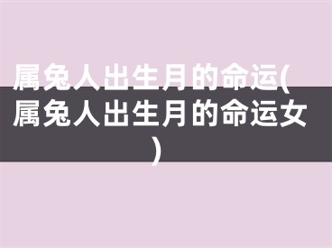 属兔人出生月的命运(属兔人出生月的命运女)