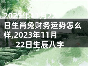 2023年11月22日生肖兔财务运势怎么样,2023年11月22日生辰八字