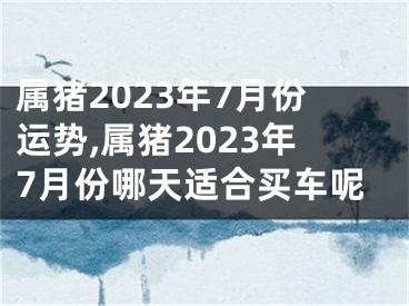 属猪2023年7月份运势,属猪2023年7月份哪天适合买车呢