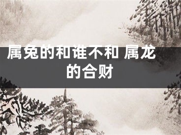 属兔的和谁不和 属龙的合财