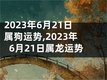 2023年6月21日属狗运势,2023年6月21日属龙运势