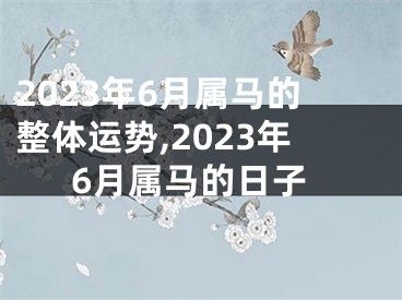 2023年6月属马的整体运势,2023年6月属马的日子